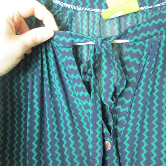 Anthropologie Maeve Della Green & Blue sheer blouse w/bow tie, Womens S, NICE! - Picture 8 of 10